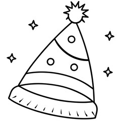 Christmas Party Hat with Pom-Pom, Stars and Bells Decorations