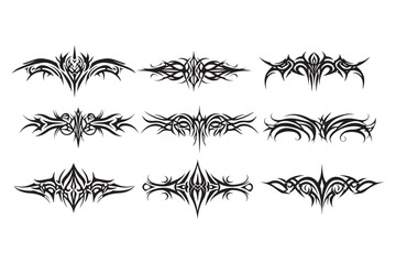 Tribal tattoo silhouette vector illustrations