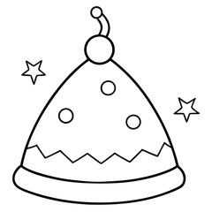 Christmas Party Hat with Pom-Pom, Stars and Bells Decorations