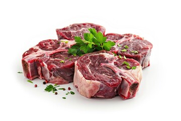 Fototapeta premium A picture of raw meat on a white surface, suitable for use in health and nutrition-related contexts