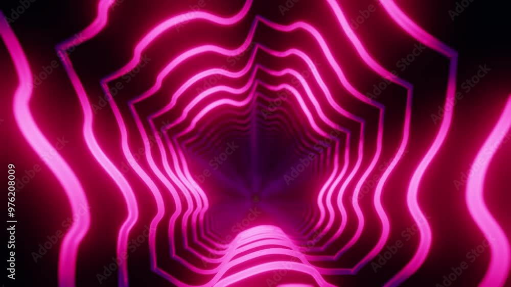 Poster colorful animation loop with glowing lights background 3d