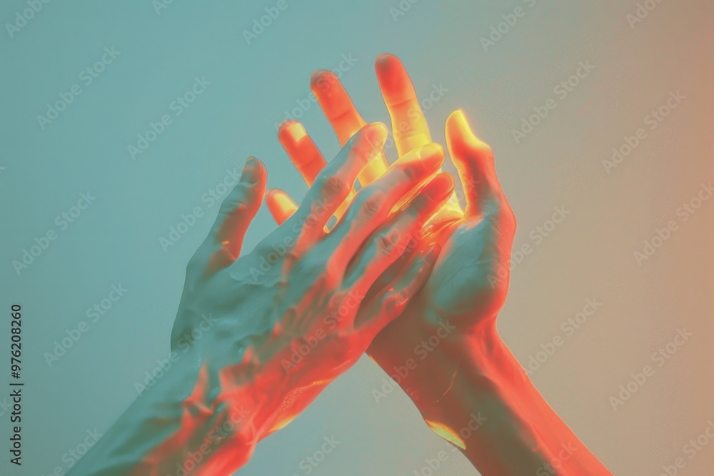 Poster a pair of hands reaching for each other in a moment of connection