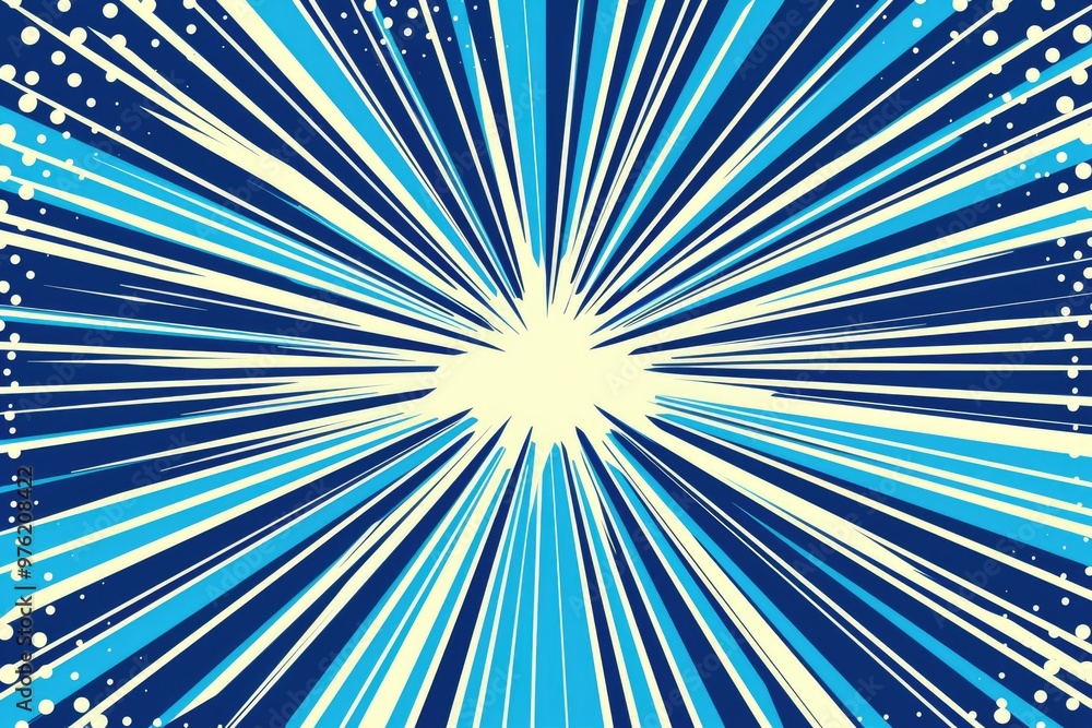 Poster a bright blue and white starburst pattern on a contrasting background, ideal for use in digital desi