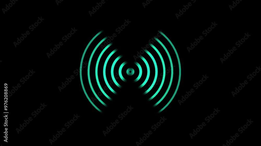 Poster radio waves, circle radar interface signal with concentric ring. radio wave circle background. abstr