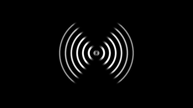 Radio waves, Circle radar interface signal with concentric ring. Radio wave circle background. Abstract neon circle radio waves looping background. Radio wave screen animation.