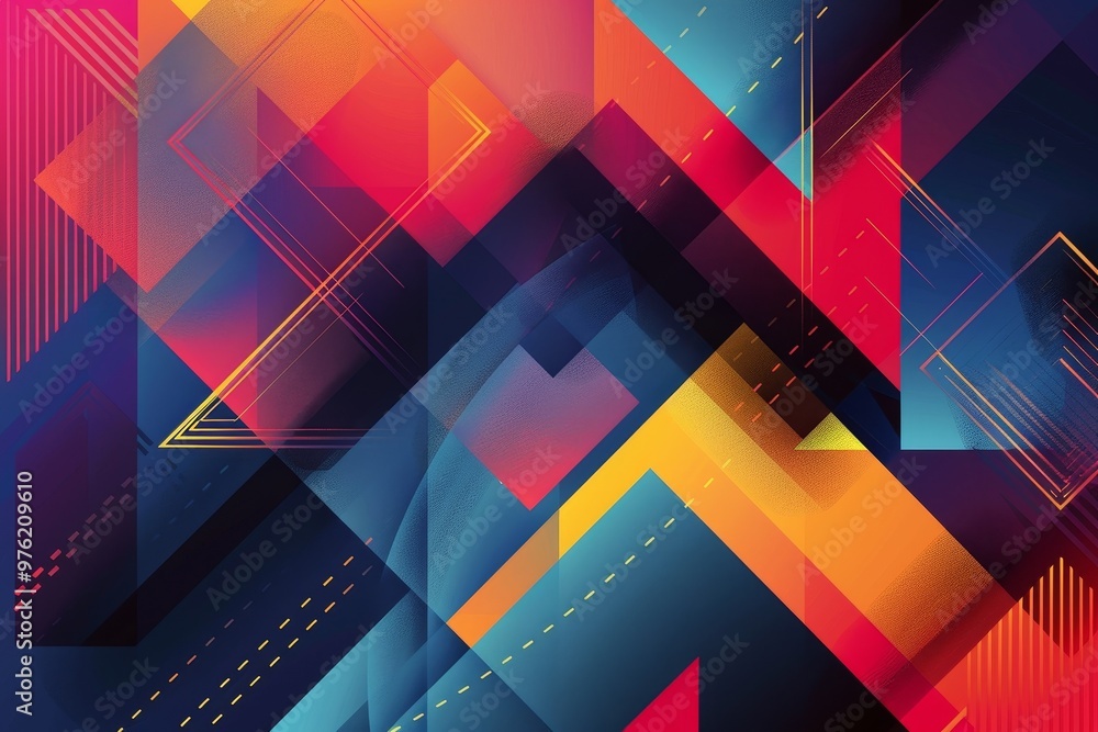 Aufkleber dynamic shapes and vivid colors collide in an abstract composition, illustrating a modern artistic e