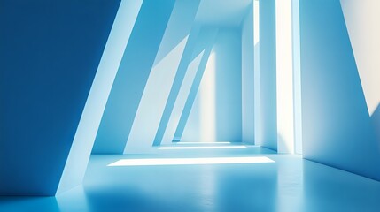 
3d rendering of white and blue abstract geometric background. Scene for advertising, technology, showcase, banner, game, sport, cosmetic, business, metaverse. Sci-Fi Illustration. Product display