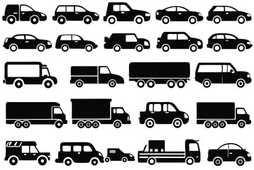 Different cars icons. Vector illustration