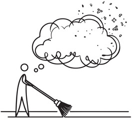 Cleaning logo. Broom with a pile of dust