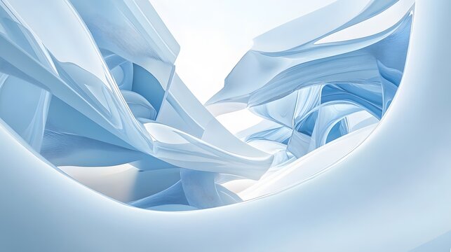 
3d rendering of white and blue abstract geometric background. Scene for advertising, technology, showcase, banner, game, sport, cosmetic, business, metaverse. Sci-Fi Illustration. Product display