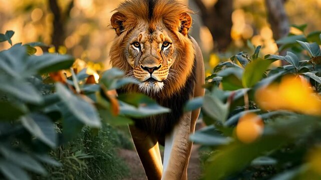 a lion in the jungle footage
