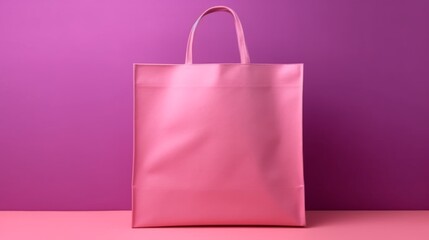 Blank pink shopping bag on background for mock up