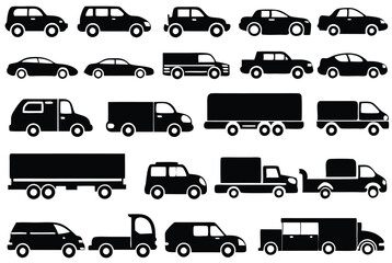 Fototapeta premium Different cars icons. Vector illustration
