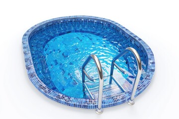 A blue swimming pool with a metal ladder, perfect for a summer day or a backyard party