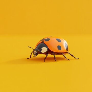 a ladybug on a yellow background