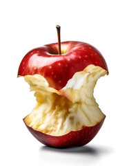 bitten red apple isolated on white background