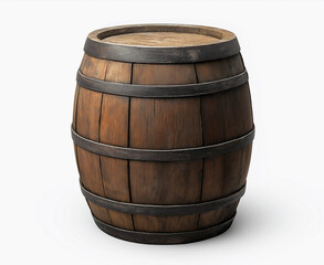 Fototapeta premium Wooden barrel vertical isolated on white background