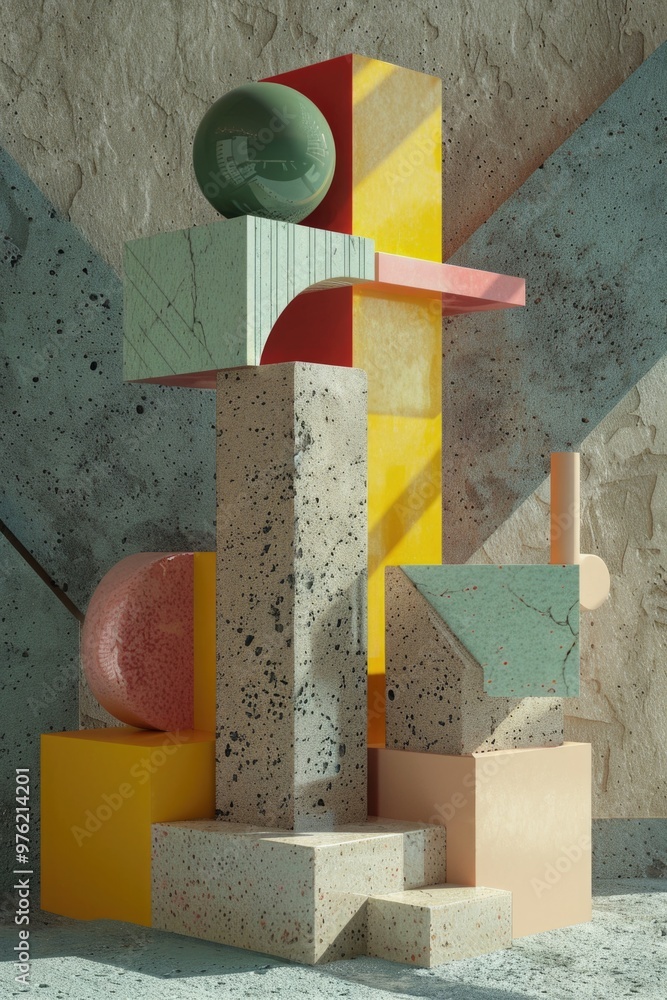 Poster a pile of colorful building blocks stacked high