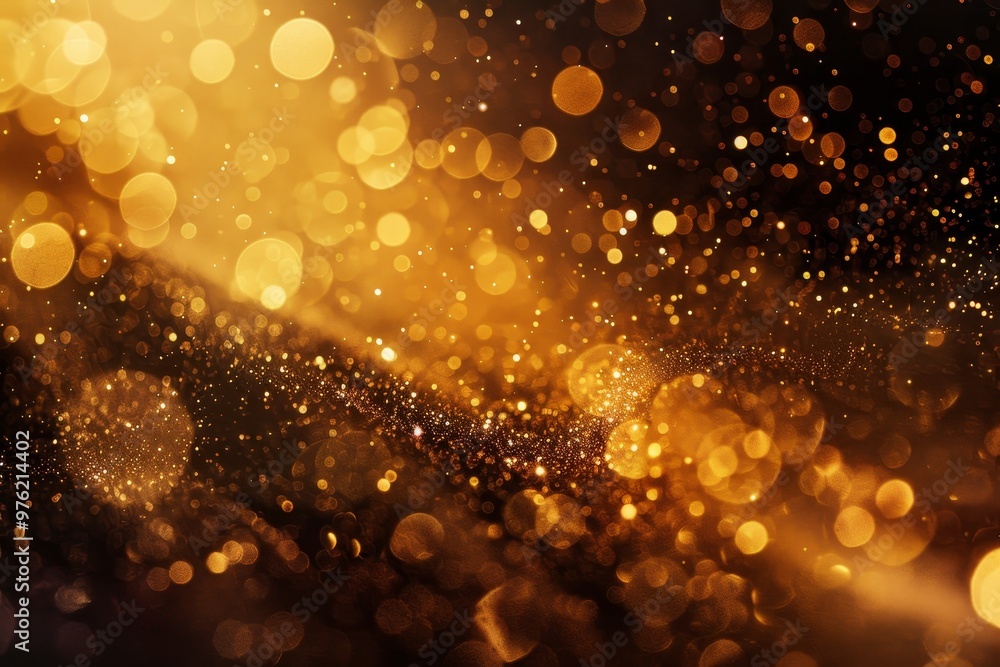 Poster countless golden bokeh lights twinkle against a dark backdrop, creating a magical and festive atmosp