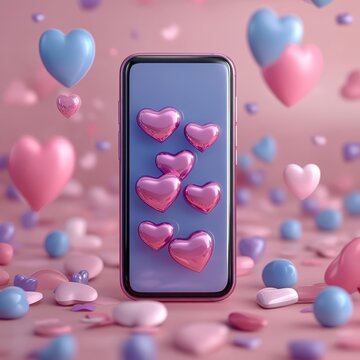 a galaxy s9 is surrounded by hearts