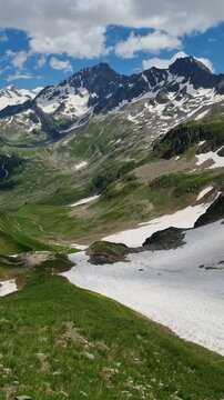 Mountains views from Chol de Balme ner Chamonix-Montblanc range, France
