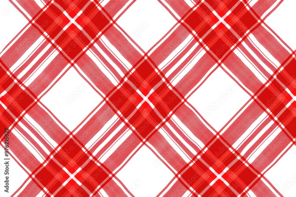 Poster A close-up of a chequered fabric pattern in red and white, suitable for textiles or design inspiration