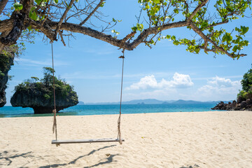 Tropical beach and swing