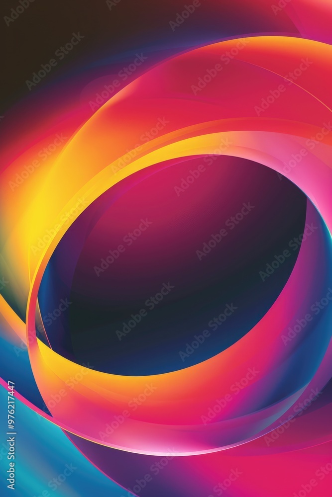 Poster A vibrant and colorful spiral pattern on a dark background