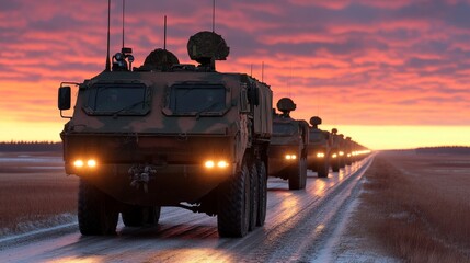 Military Convoy Crossing European Border