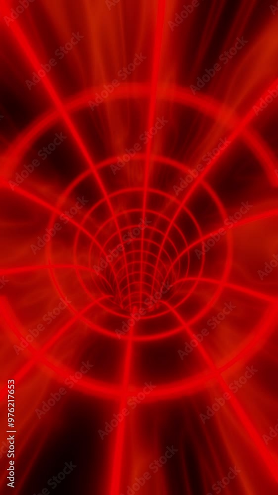 Poster red color animation loop with glowing lights. interdimensional tunnel background 3d