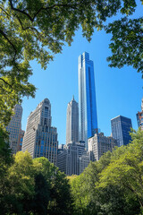 Obraz premium Skyline mit Park im Vordergrund