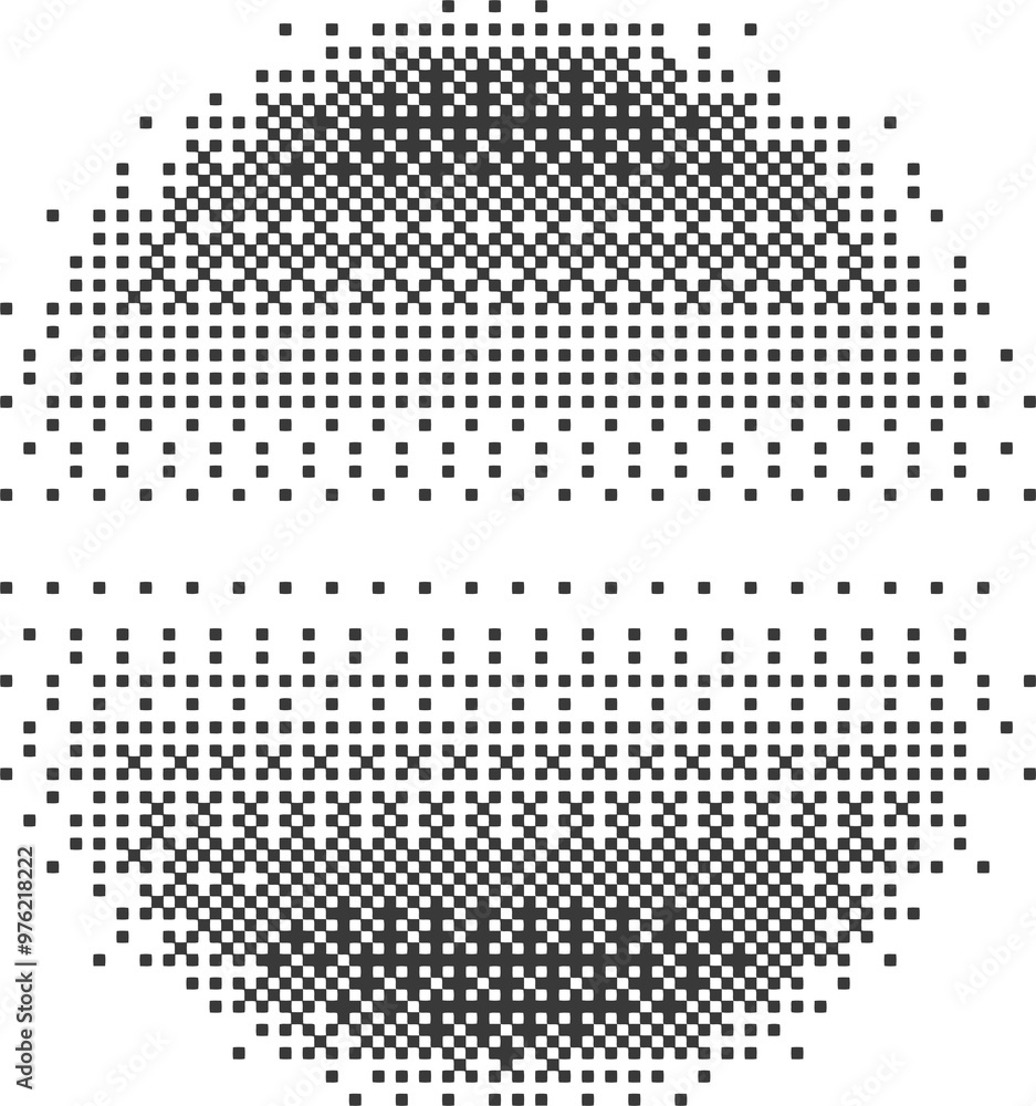 Poster bitmap pixel arcade game effect. circle with bit pattern texture. round y2k halftone element. aesthe