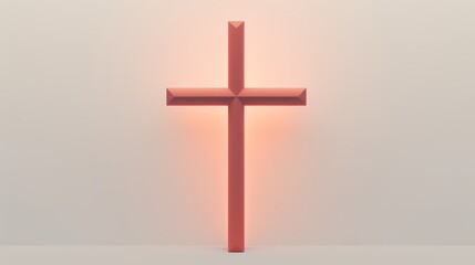 Naklejka premium a red cross is lit up on a white wall