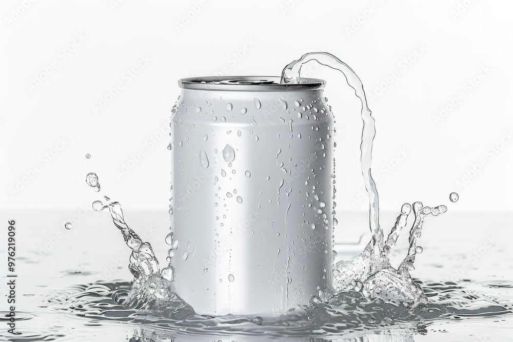 Poster a soda can with water splashing out