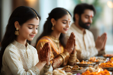 An Indian family prepares food offerings for the Pitru Paksha ritual.