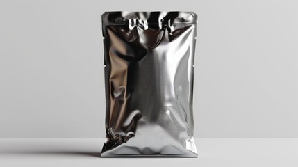 A silver foil bag sits on top of a table, waiting for use