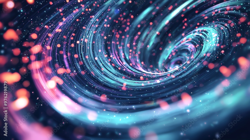 Poster abstract swirl of vibrant colors creating a mesmerizing cosmic effect, ideal for digital art and cre