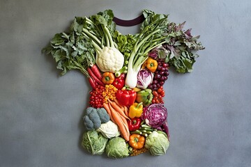 International day of veganism T-shirt made of vegetables promoting healthy vegan lifestyle