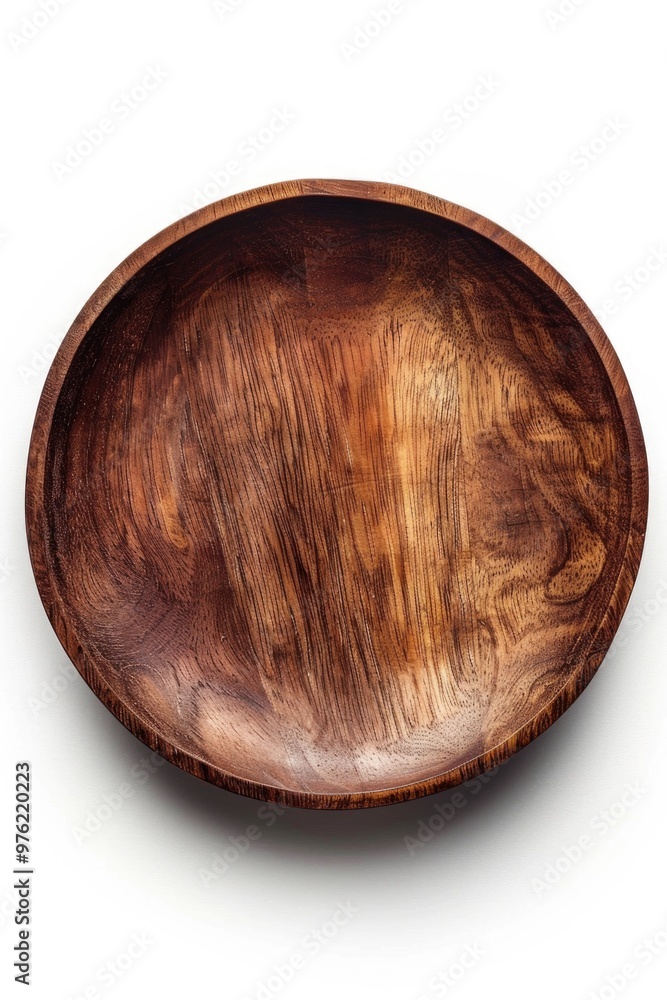 Poster A close-up view of a wooden bowl placed on a white surface