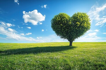 International day of veganism Lonely heart shaped tree growing in a green field