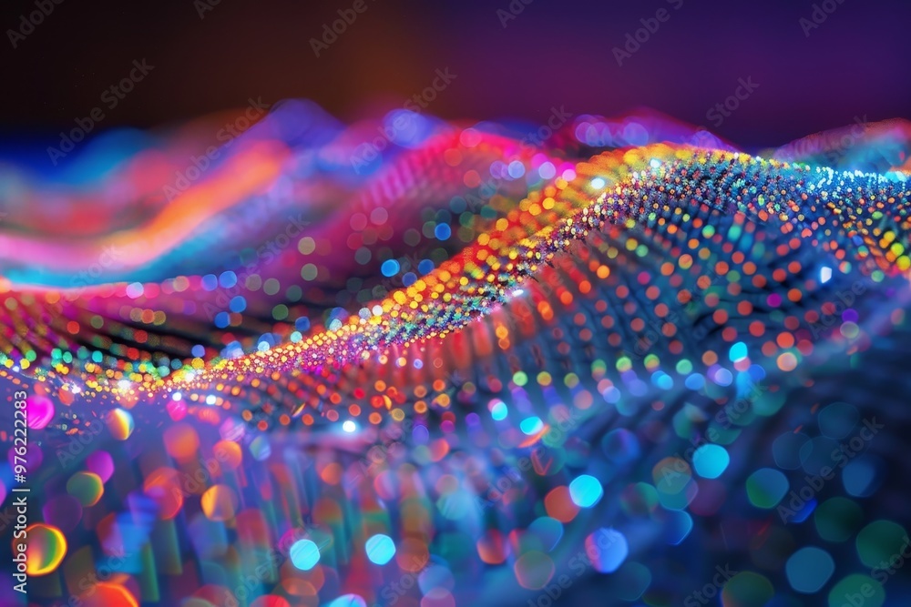 Aufkleber a stunning array of colorful dots creates a wave-like pattern, reflecting vibrant hues against a dar