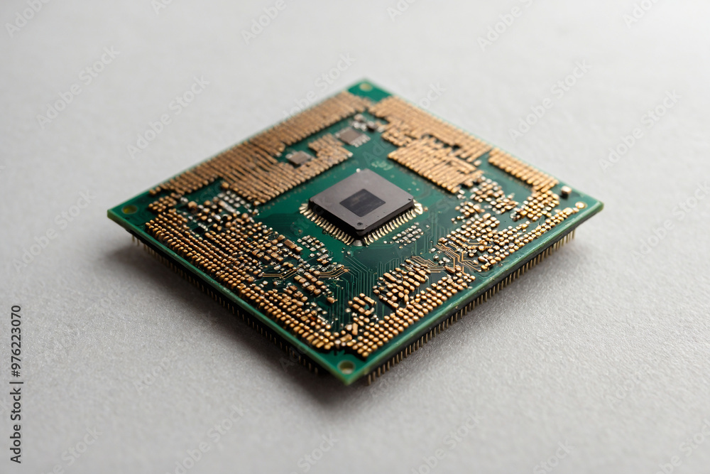 Poster simple computer chip icon isolated on a white background