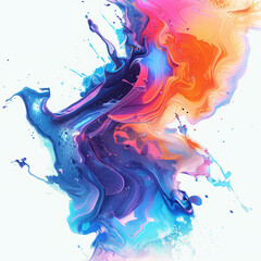 Fototapeta premium abstract art colorful vibrant paint blue pink purple orange brushstrokes fluid creative design modern texture artistic splash watercolor ink swirl dynamic visual 