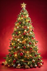 Fototapeta premium Christmas tree on a red background