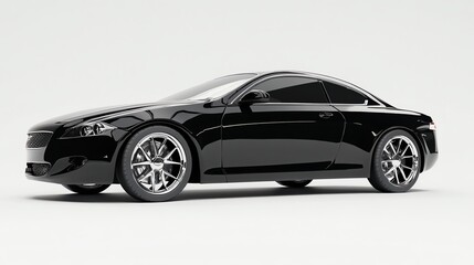 Obraz premium Black luxury coupe car isolated on white background.