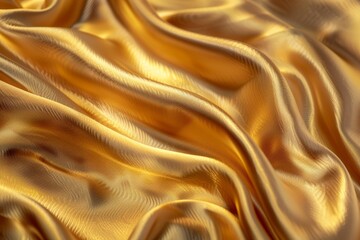 The luxurious golden silk drapes gracefully, creating fluid curves that reflect light beautifully,...