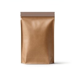 Brown craft small paper bag packaging template isolated on white background 