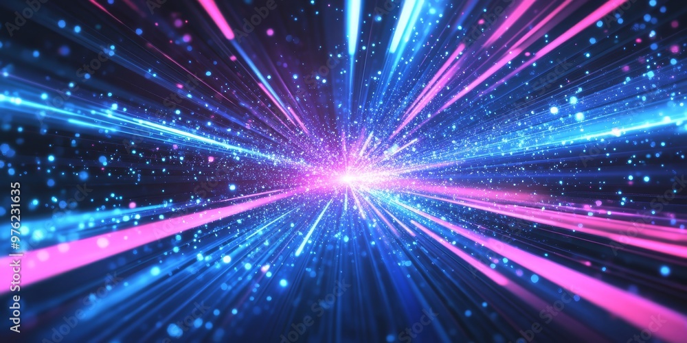 Poster this abstract representation of digital data features blue and pink light trails, showcasing intrica
