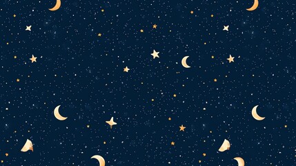 Naklejka premium A night sky with stars and crescents.