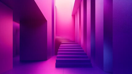 3d rendering of Deep purple and bright pink abstract geometric background. Scene for advertising, technology, showcase, banner, game, sport, cosmetic, business, metaverse. Sci-Fi Illustration. Product